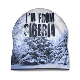 Шапка 3D с принтом Я из Сибири в Санкт-Петербурге, 100% полиэстер | универсальный размер, печать по всей поверхности изделия | siberia | зима | россия | сибирь | снег | холод