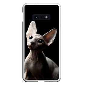 Чехол для Samsung S10E с принтом Сфинкс в Санкт-Петербурге, Силикон | Область печати: задняя сторона чехла, без боковых панелей | black | cat | взгляд | кот | котик | котэ | кошка | сфинкс | уши | черный