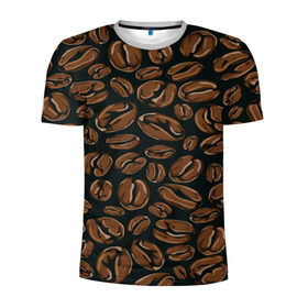 Мужская футболка 3D спортивная с принтом Арабика в Санкт-Петербурге, 100% полиэстер с улучшенными характеристиками | приталенный силуэт, круглая горловина, широкие плечи, сужается к линии бедра | Тематика изображения на принте: beens | coffee | pattern | бобы | зерна | кофе | паттерн