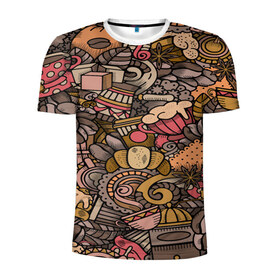 Мужская футболка 3D спортивная с принтом Disquad Coffe в Санкт-Петербурге, 100% полиэстер с улучшенными характеристиками | приталенный силуэт, круглая горловина, широкие плечи, сужается к линии бедра | кофе | паттерн