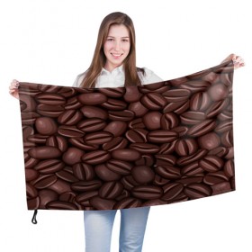 Флаг 3D с принтом Зёрна кофе в Санкт-Петербурге, 100% полиэстер | плотность ткани — 95 г/м2, размер — 67 х 109 см. Принт наносится с одной стороны | beans | coffee | бобы | паттерн