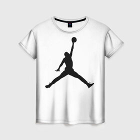 Женская футболка 3D с принтом Michael Jordan в Санкт-Петербурге, 100% полиэфир ( синтетическое хлопкоподобное полотно) | прямой крой, круглый вырез горловины, длина до линии бедер | логотип майкл джордан