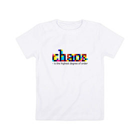 Детская футболка хлопок с принтом Хаос- высшая степень порядка. в Санкт-Петербурге, 100% хлопок | круглый вырез горловины, полуприлегающий силуэт, длина до линии бедер | chaos | order | pixel | science | пиксели | порядок | сериал | хаос | цитата