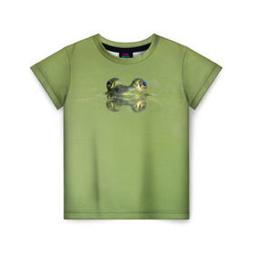 Детская футболка 3D с принтом Лягушка в Санкт-Петербурге, 100% гипоаллергенный полиэфир | прямой крой, круглый вырез горловины, длина до линии бедер, чуть спущенное плечо, ткань немного тянется | Тематика изображения на принте: болото | жаба | животные | лягушка
