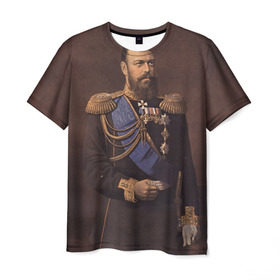 Мужская футболка 3D с принтом Александр III Миротворец в Санкт-Петербурге, 100% полиэфир | прямой крой, круглый вырез горловины, длина до линии бедер | Тематика изображения на принте: имерский царь