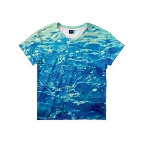 Детская футболка 3D с принтом Волны в Санкт-Петербурге, 100% гипоаллергенный полиэфир | прямой крой, круглый вырез горловины, длина до линии бедер, чуть спущенное плечо, ткань немного тянется | вода | капли | море