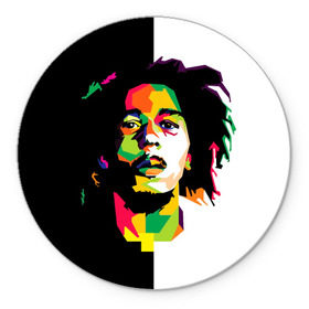 Коврик круглый с принтом Bob Marley в Санкт-Петербурге, резина и полиэстер | круглая форма, изображение наносится на всю лицевую часть | боб марли | поп арт