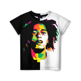 Детская футболка 3D с принтом Bob Marley в Санкт-Петербурге, 100% гипоаллергенный полиэфир | прямой крой, круглый вырез горловины, длина до линии бедер, чуть спущенное плечо, ткань немного тянется | Тематика изображения на принте: боб марли | поп арт