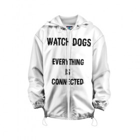 Детская куртка 3D с принтом Watch Dogs в Санкт-Петербурге, 100% полиэстер | застежка — молния, подол и капюшон оформлены резинкой с фиксаторами, по бокам — два кармана без застежек, один потайной карман на груди, плотность верхнего слоя — 90 г/м2; плотность флисового подклада — 260 г/м2 | 