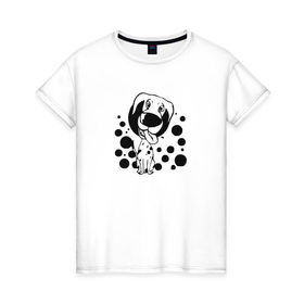 Женская футболка хлопок с принтом Далматинец в Санкт-Петербурге, 100% хлопок | прямой крой, круглый вырез горловины, длина до линии бедер, слегка спущенное плечо | 