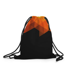 Рюкзак-мешок 3D с принтом Trianse в Санкт-Петербурге, 100% полиэстер | плотность ткани — 200 г/м2, размер — 35 х 45 см; лямки — толстые шнурки, застежка на шнуровке, без карманов и подкладки | оранжевый | полигон | треугольники | черный