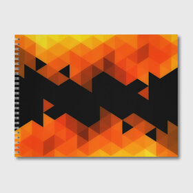 Альбом для рисования с принтом Trianse Orange в Санкт-Петербурге, 100% бумага
 | матовая бумага, плотность 200 мг. | Тематика изображения на принте: оранжевый | полигоны | треугольники | черный