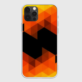 Чехол для iPhone 12 Pro Max с принтом Trianse Orange в Санкт-Петербурге, Силикон |  | Тематика изображения на принте: оранжевый | полигоны | треугольники | черный