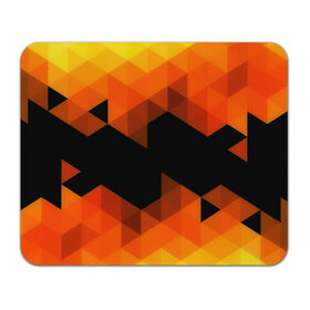 Коврик прямоугольный с принтом Trianse Orange в Санкт-Петербурге, натуральный каучук | размер 230 х 185 мм; запечатка лицевой стороны | Тематика изображения на принте: оранжевый | полигоны | треугольники | черный