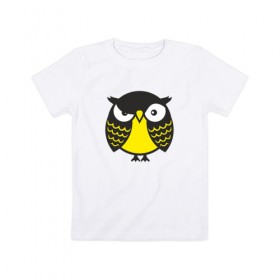 Детская футболка хлопок с принтом Сердитая сова в Санкт-Петербурге, 100% хлопок | круглый вырез горловины, полуприлегающий силуэт, длина до линии бедер | Тематика изображения на принте: 