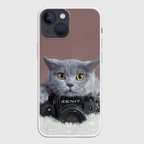 Чехол для iPhone 13 mini с принтом Котик фотограф в Санкт-Петербурге,  |  | Тематика изображения на принте: кот | котик | кошка | объектив | фотоаппарат | фотограф