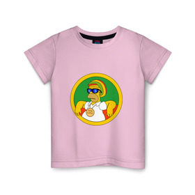 Детская футболка хлопок с принтом Раста-Гомер в Санкт-Петербурге, 100% хлопок | круглый вырез горловины, полуприлегающий силуэт, длина до линии бедер | гомер | мульт | симпсоны