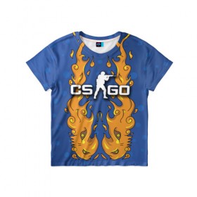 Детская футболка 3D с принтом Fire Elemental в Санкт-Петербурге, 100% гипоаллергенный полиэфир | прямой крой, круглый вырез горловины, длина до линии бедер, чуть спущенное плечо, ткань немного тянется | Тематика изображения на принте: counter | cs | cs:go | go | strike | дух | огня