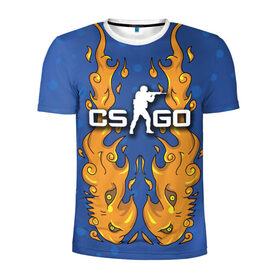 Мужская футболка 3D спортивная с принтом Fire Elemental в Санкт-Петербурге, 100% полиэстер с улучшенными характеристиками | приталенный силуэт, круглая горловина, широкие плечи, сужается к линии бедра | counter | cs | cs:go | go | strike | дух | огня