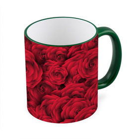 Кружка 3D с принтом Красные розы в Санкт-Петербурге, керамика | ёмкость 330 мл | любовь | мозаика | розы | сердце | узор