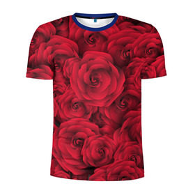 Мужская футболка 3D спортивная с принтом Красные розы в Санкт-Петербурге, 100% полиэстер с улучшенными характеристиками | приталенный силуэт, круглая горловина, широкие плечи, сужается к линии бедра | любовь | мозаика | розы | сердце | узор