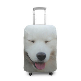 Чехол для чемодана 3D с принтом Самоед в Санкт-Петербурге, 86% полиэфир, 14% спандекс | двустороннее нанесение принта, прорези для ручек и колес | далматин | лабрадор | любимец | овчарка | пес | питомец | самоед | собака | собачка | щенок