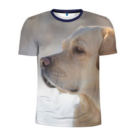 Мужская футболка 3D спортивная с принтом Лабрадор в Санкт-Петербурге, 100% полиэстер с улучшенными характеристиками | приталенный силуэт, круглая горловина, широкие плечи, сужается к линии бедра | далматин | далматинец | дворняга | лабрадор | любимец | овчарка | пес | питомец | самоед | собака | собачка | щенок