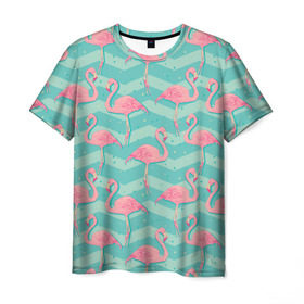 Мужская футболка 3D с принтом flamingo в Санкт-Петербурге, 100% полиэфир | прямой крой, круглый вырез горловины, длина до линии бедер | flamingo | абстракция | фламинго
