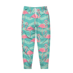 Мужские брюки 3D с принтом flamingo в Санкт-Петербурге, 100% полиэстер | манжеты по низу, эластичный пояс регулируется шнурком, по бокам два кармана без застежек, внутренняя часть кармана из мелкой сетки | flamingo | абстракция | фламинго