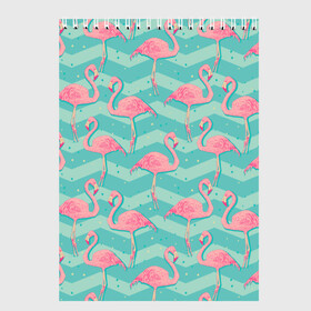 Скетчбук с принтом flamingo в Санкт-Петербурге, 100% бумага
 | 48 листов, плотность листов — 100 г/м2, плотность картонной обложки — 250 г/м2. Листы скреплены сверху удобной пружинной спиралью | flamingo | абстракция | фламинго