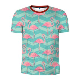 Мужская футболка 3D спортивная с принтом flamingo в Санкт-Петербурге, 100% полиэстер с улучшенными характеристиками | приталенный силуэт, круглая горловина, широкие плечи, сужается к линии бедра | Тематика изображения на принте: flamingo | абстракция | фламинго