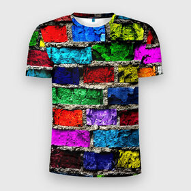 Мужская футболка 3D спортивная с принтом Кирпичики в Санкт-Петербурге, 100% полиэстер с улучшенными характеристиками | приталенный силуэт, круглая горловина, широкие плечи, сужается к линии бедра | краска | потертость | яркие