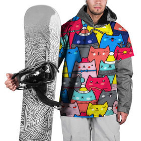 Накидка на куртку 3D с принтом Котики в Санкт-Петербурге, 100% полиэстер |  | Тематика изображения на принте: кошки | паттерн | разноцветный | яркий
