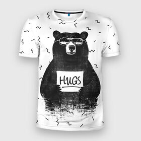 Мужская футболка 3D спортивная с принтом Bear Hugs в Санкт-Петербурге, 100% полиэстер с улучшенными характеристиками | приталенный силуэт, круглая горловина, широкие плечи, сужается к линии бедра | animal | bear | beast | fashion | funny | hipster | hugs | nature | style | животное | зверь | медведь | мода | объятья | прикол | природа | стиль | хипстер