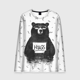 Мужской лонгслив 3D с принтом Bear Hugs в Санкт-Петербурге, 100% полиэстер | длинные рукава, круглый вырез горловины, полуприлегающий силуэт | animal | bear | beast | fashion | funny | hipster | hugs | nature | style | животное | зверь | медведь | мода | объятья | прикол | природа | стиль | хипстер