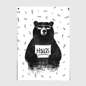 Постер с принтом Bear Hugs в Санкт-Петербурге, 100% бумага
 | бумага, плотность 150 мг. Матовая, но за счет высокого коэффициента гладкости имеет небольшой блеск и дает на свету блики, но в отличии от глянцевой бумаги не покрыта лаком | Тематика изображения на принте: animal | bear | beast | fashion | funny | hipster | hugs | nature | style | животное | зверь | медведь | мода | объятья | прикол | природа | стиль | хипстер