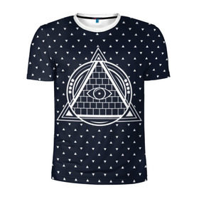 Мужская футболка 3D спортивная с принтом Illuminati в Санкт-Петербурге, 100% полиэстер с улучшенными характеристиками | приталенный силуэт, круглая горловина, широкие плечи, сужается к линии бедра | Тематика изображения на принте: illuminati | pyramid | загадка | иллюминаты | око | пирамида | просвещение | просвещенные | тайна