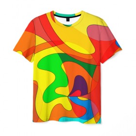 Мужская футболка 3D с принтом Прикольная радуга в Санкт-Петербурге, 100% полиэфир | прямой крой, круглый вырез горловины, длина до линии бедер | разноцветный | яркий