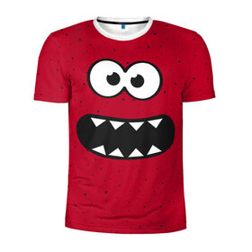 Мужская футболка 3D спортивная с принтом Веселый монстрик в Санкт-Петербурге, 100% полиэстер с улучшенными характеристиками | приталенный силуэт, круглая горловина, широкие плечи, сужается к линии бедра | eye | funny | hell | monster | smile | глаз | домовой | зубастик | монстр | прикол | смайл | улыбка | черт