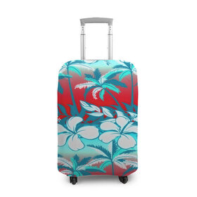 Чехол для чемодана 3D с принтом Tropical Fashion в Санкт-Петербурге, 86% полиэфир, 14% спандекс | двустороннее нанесение принта, прорези для ручек и колес | flower | пальмы | паттерн | цветы