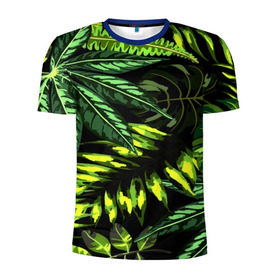 Мужская футболка 3D спортивная с принтом Листья в Санкт-Петербурге, 100% полиэстер с улучшенными характеристиками | приталенный силуэт, круглая горловина, широкие плечи, сужается к линии бедра | Тематика изображения на принте: зеленый | листва | паттерн
