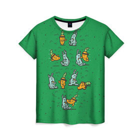 Женская футболка 3D с принтом Боевая морковь в Санкт-Петербурге, 100% полиэфир ( синтетическое хлопкоподобное полотно) | прямой крой, круглый вырез горловины, длина до линии бедер | animal | beast | karate | nature | rabbit | vegan | битва | бой | веган | вегетарианец | животное | зайка | зайчик | заяц | зверь | карате | кролик | морковь | овощ | природа