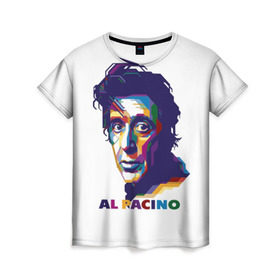 Женская футболка 3D с принтом Al Pacino в Санкт-Петербурге, 100% полиэфир ( синтетическое хлопкоподобное полотно) | прямой крой, круглый вырез горловины, длина до линии бедер | актёр | аль пачино | артист | звезда | кино | киноактёр | кинозвезда | кинофильм | роль