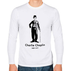 Мужской лонгслив хлопок с принтом Чарли Чаплин в Санкт-Петербурге, 100% хлопок |  | 