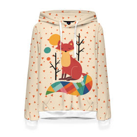 Женская толстовка 3D с принтом Осенняя лисичка в Санкт-Петербурге, 100% полиэстер  | двухслойный капюшон со шнурком для регулировки, мягкие манжеты на рукавах и по низу толстовки, спереди карман-кенгуру с мягким внутренним слоем. | animal | beast | cat | fox | kitty | nature | orange | животное | зверь | кот | котик | кошка | лиса | лисичка | оранжевая | осень | природа