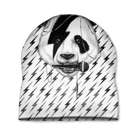 Шапка 3D с принтом Панда вокалист в Санкт-Петербурге, 100% полиэстер | универсальный размер, печать по всей поверхности изделия | animal | bear | beast | metal | music | nature | panda | rock | sound | vocal | вокал | животное | зверь | звук | медведь | меломан | метал | мишка | музыка | панда | природа | рок