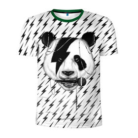 Мужская футболка 3D спортивная с принтом Панда вокалист в Санкт-Петербурге, 100% полиэстер с улучшенными характеристиками | приталенный силуэт, круглая горловина, широкие плечи, сужается к линии бедра | animal | bear | beast | metal | music | nature | panda | rock | sound | vocal | вокал | животное | зверь | звук | медведь | меломан | метал | мишка | музыка | панда | природа | рок