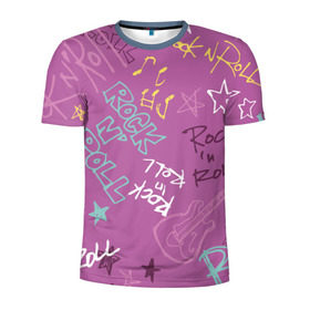 Мужская футболка 3D спортивная с принтом Rock`n`Roll в Санкт-Петербурге, 100% полиэстер с улучшенными характеристиками | приталенный силуэт, круглая горловина, широкие плечи, сужается к линии бедра | веселые | новинки | подарок | популярные | прикольные | яркие
