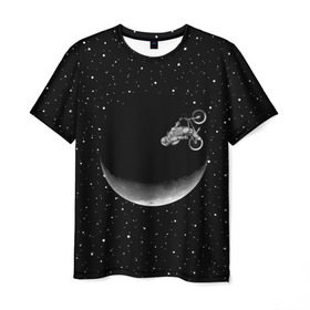 Мужская футболка 3D с принтом Астронавт байкер в Санкт-Петербурге, 100% полиэфир | прямой крой, круглый вырез горловины, длина до линии бедер | astronaut | cosmonaut | cosmos | galaxy | moto | planet | space | star | universe | астронавт | байкер | вселенная | галактика | звезды | космонавт | космос | луна | мотоцикл | планета