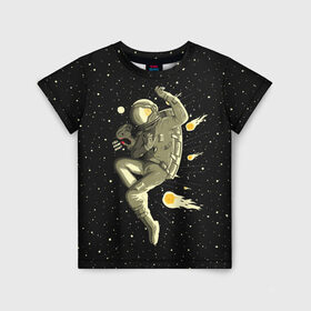Детская футболка 3D с принтом Атака метеоров в Санкт-Петербурге, 100% гипоаллергенный полиэфир | прямой крой, круглый вырез горловины, длина до линии бедер, чуть спущенное плечо, ткань немного тянется | astronaut | cosmonaut | cosmos | galaxy | meteor | planet | space | star | universe | астронавт | вселенная | галактика | гравитация | звезды | космонавт | космос | метеор | планета